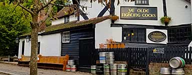 Ye Olde Fighting Cocks Ye Olde Fighting Cocks is a public house in St Albans, Hertfordshire, England. It is one of several pubs that lay claim to being the oldest in England.