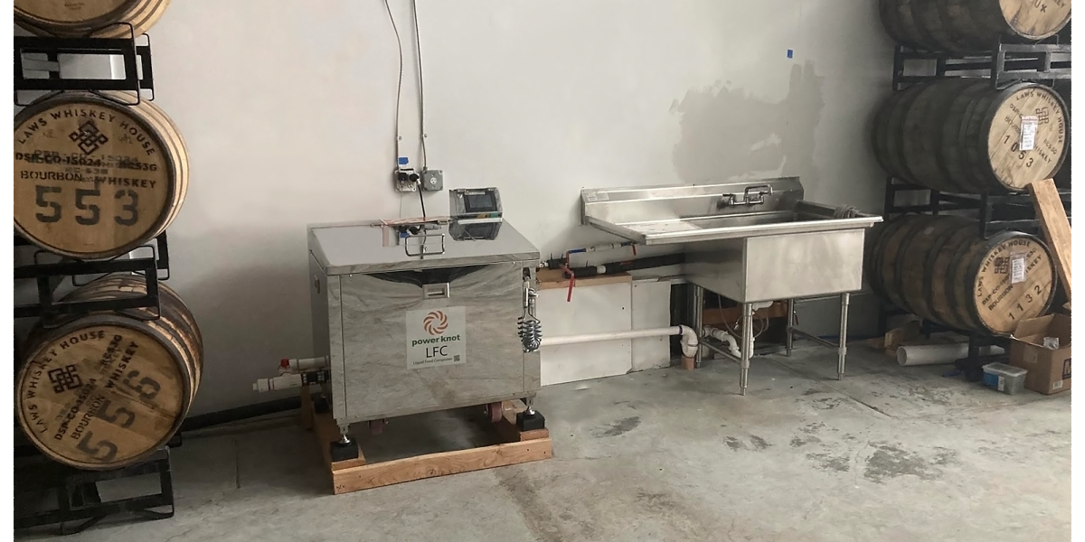 LFC biodigester installed in the back room of the Montanya Distillery.